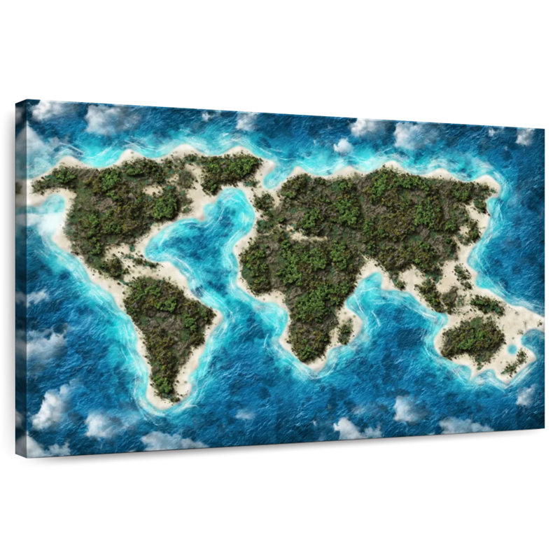 Aliaz Island World Map, 30" H x 45" W