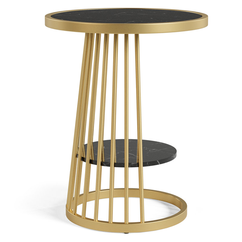 Table d'appoint ronde en acier 17,75 po Demick, Noir