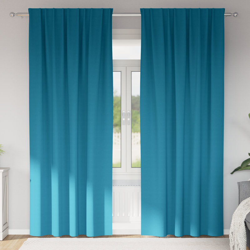 Curtains With Curtains 2 Pcs Polyester, 140cm Width x 260cm Drop, Turquoise