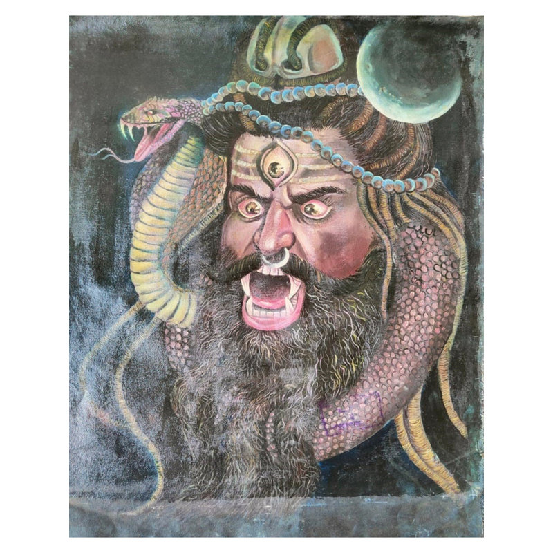 Kaal Bhairav | Huile sur toile | Par Vijay Ninama | Décoration murale