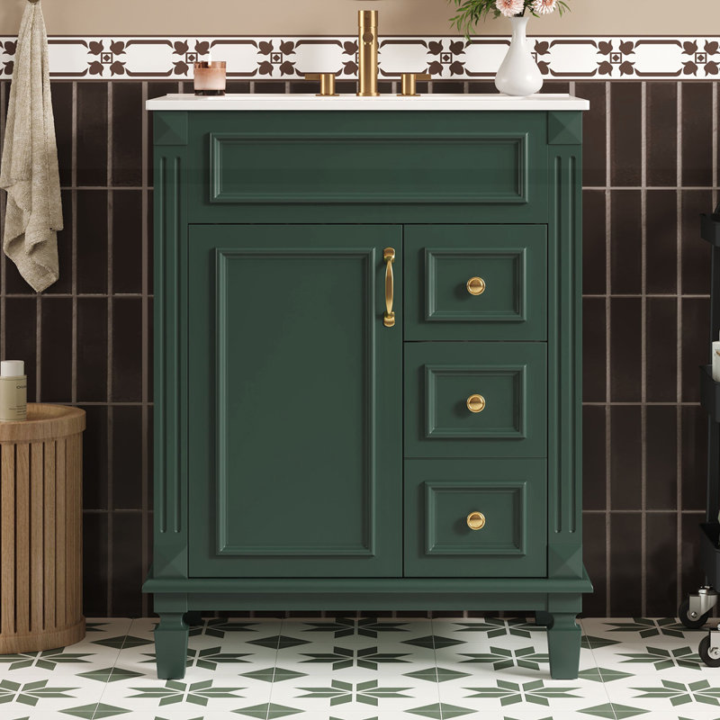 Meuble-lavabo 24 po avec lavabo en céramique, Vert