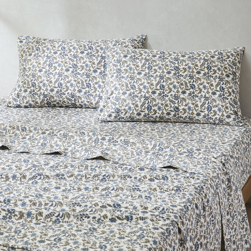 Ensemble de draps en coton Lillian, Ensemble de draps pour très grand lit avec 2 taie