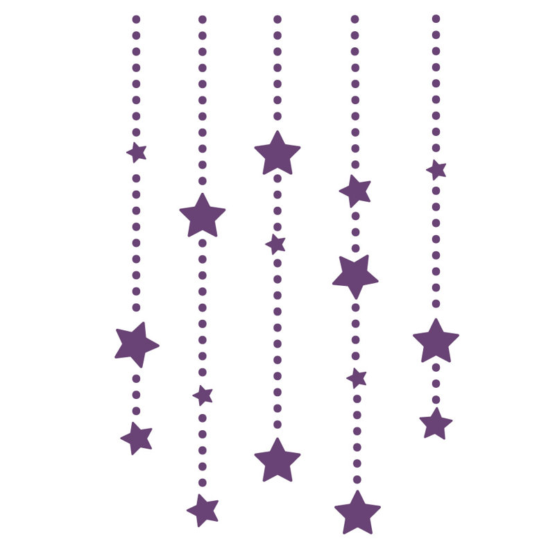 Décalcomanie murale étoile éléments suspendus, Violet, H 36 po x l 24 po x P 0,01 po