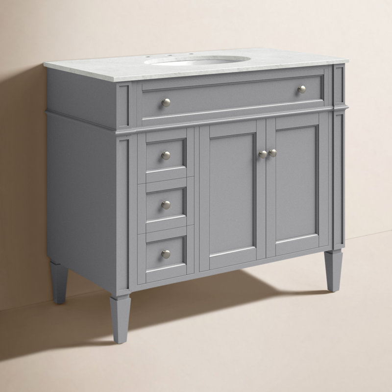Meuble-lavabo simple 40 po Rivers, Gris
