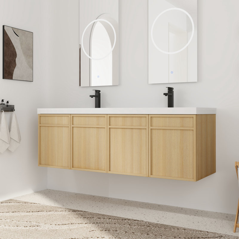 60'' Double Bathroom Vanity with Resin Top
