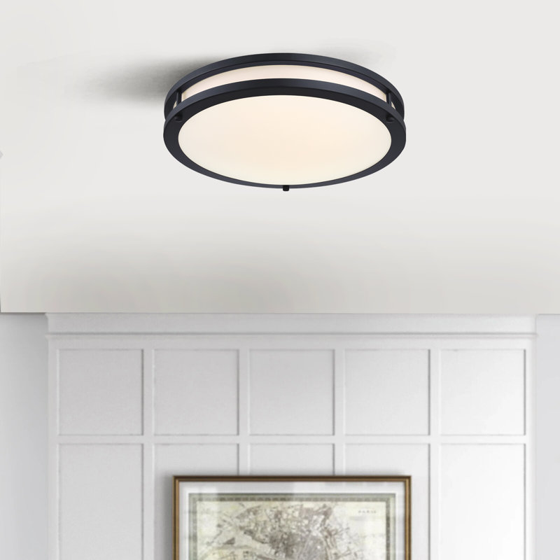 Hanz Selectable LED 2700K, 3000K,3500K, 4000K, 5000K Flush Mount Ceiling Light, 3.5"H x 16"W x 16"D, Matte Black