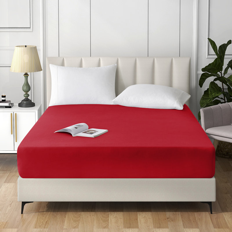 Extra Deep Pocket Microfiber Solid Fitted Sheet, Red, Full/Double
