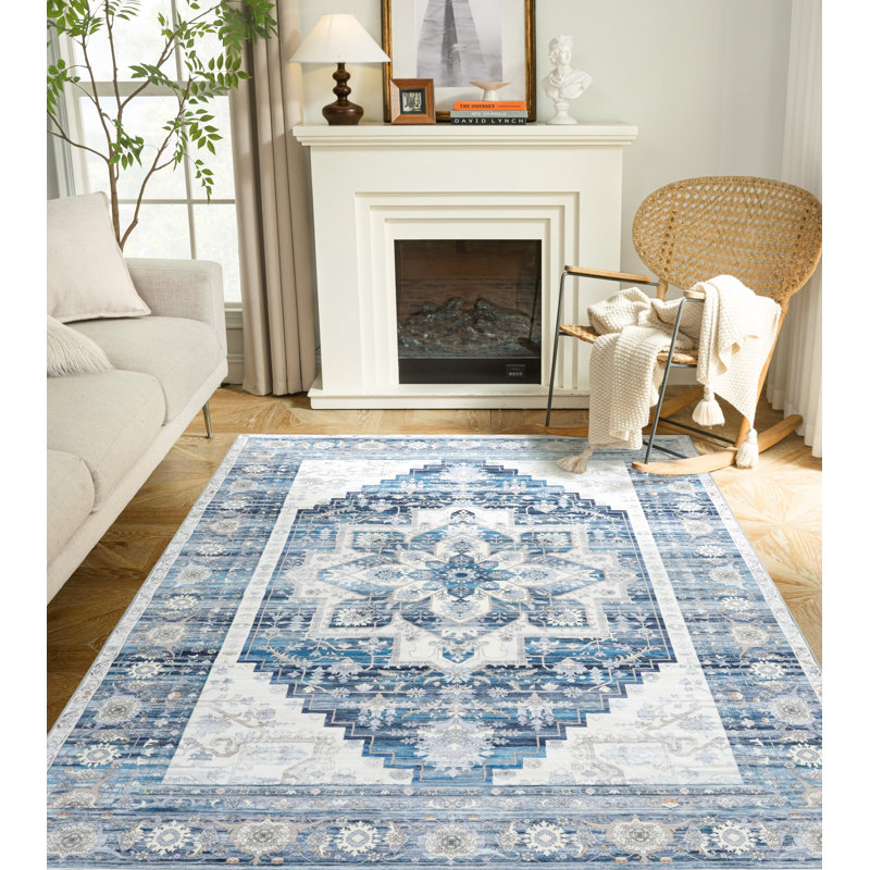 Tapis lavables à la machine pour tapis de salon Boho, Rectangle 5 pi x 7 pi