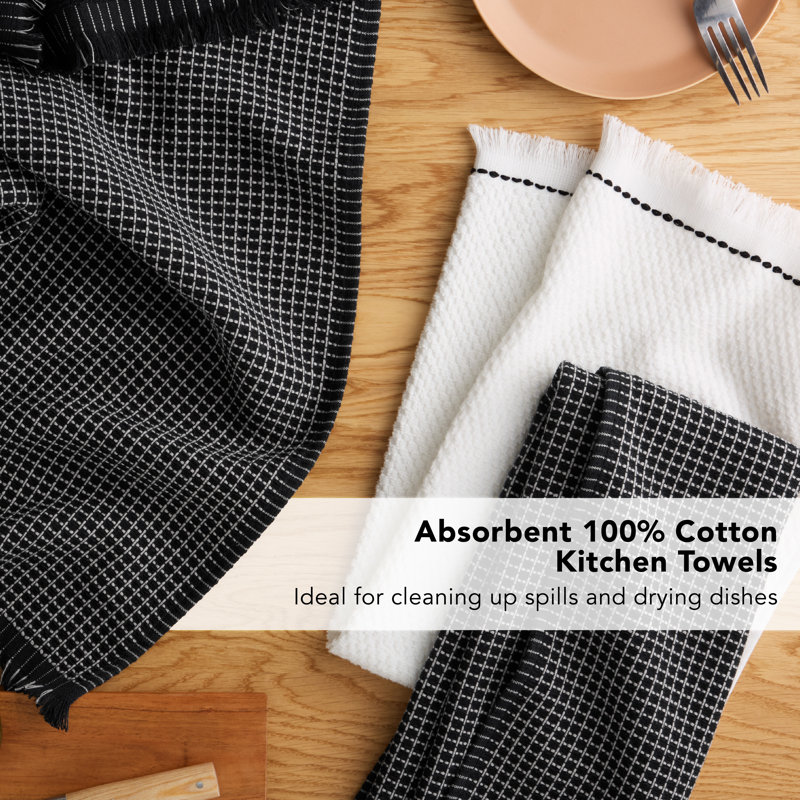 GOURMET SERIES Cotton Waffle Linen Set, Matte Black