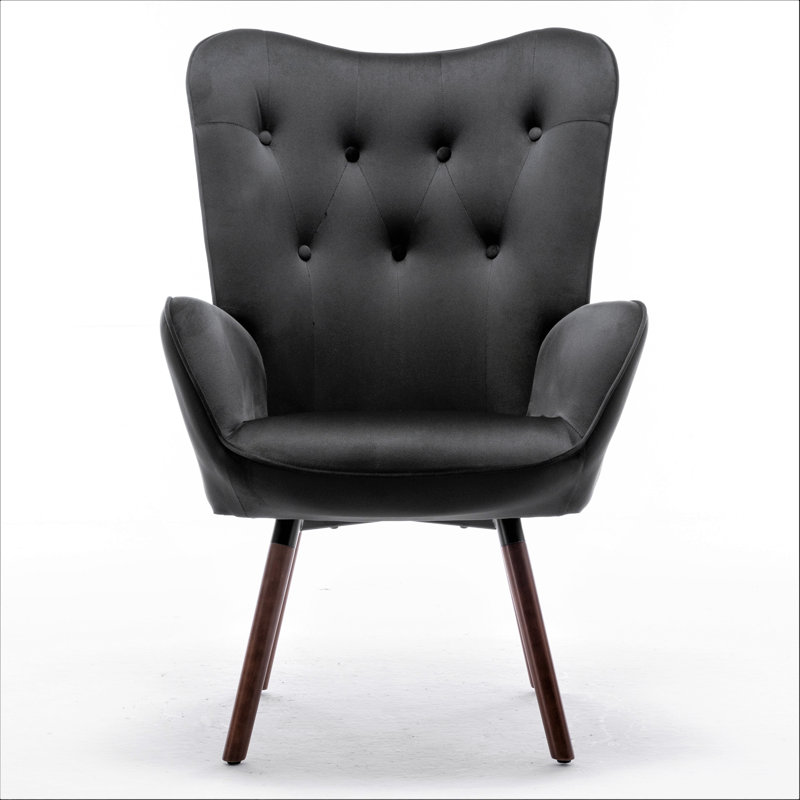 Barrion Upholstered Armchair, Black Velvet