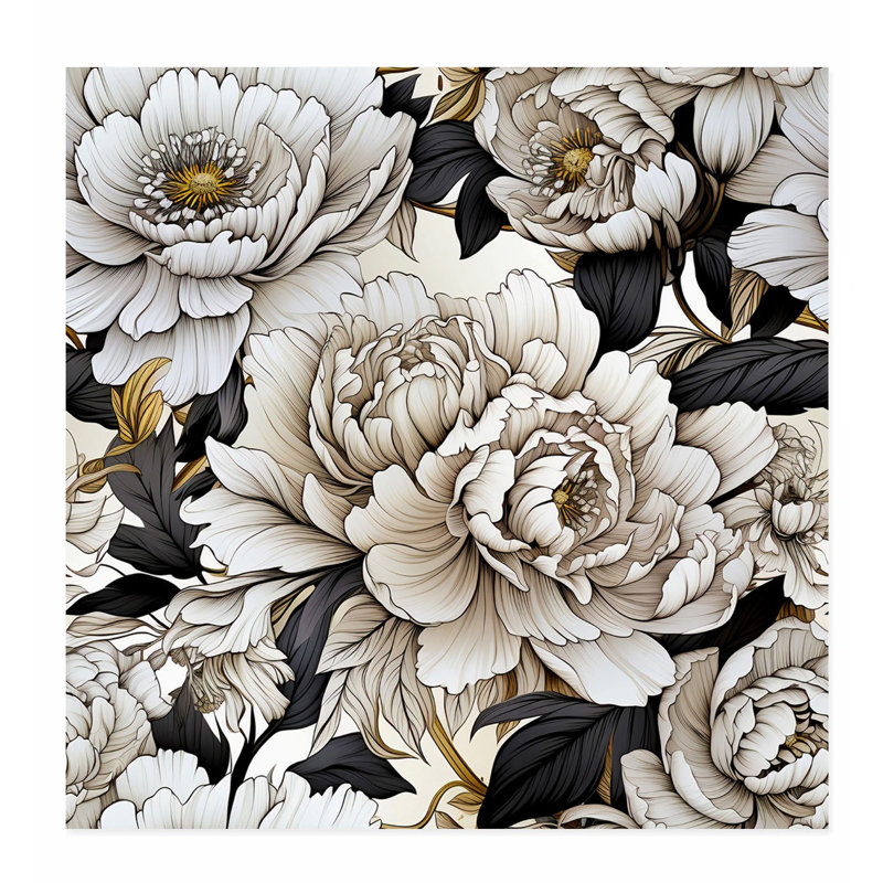 «Floral Luxe Pe pivoines VII», reproduction d'art moderne sans cadre, H 10 po x l 10 po