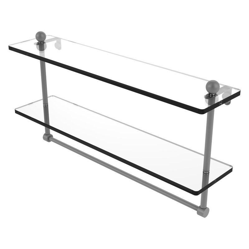 Tablette à 2 niveaux avec barre à serviettes Gober, 22 po, Gris mat