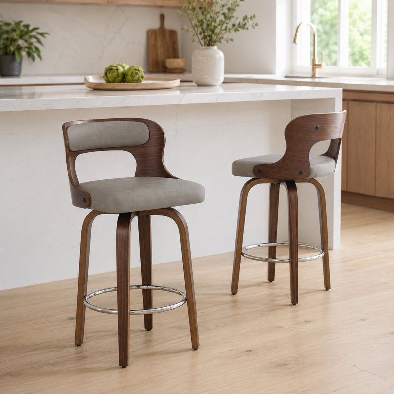 Tabourets de bar pivotants en similicuir, Gris foncé, 2