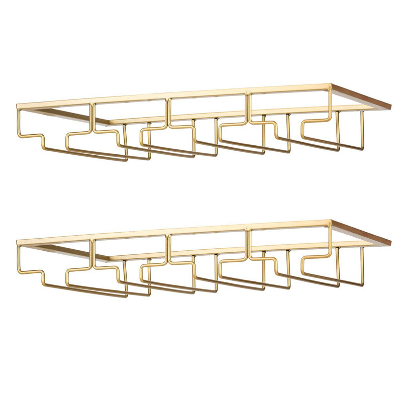 Adalyna Open Shelving Wine Glass Rack, Gold