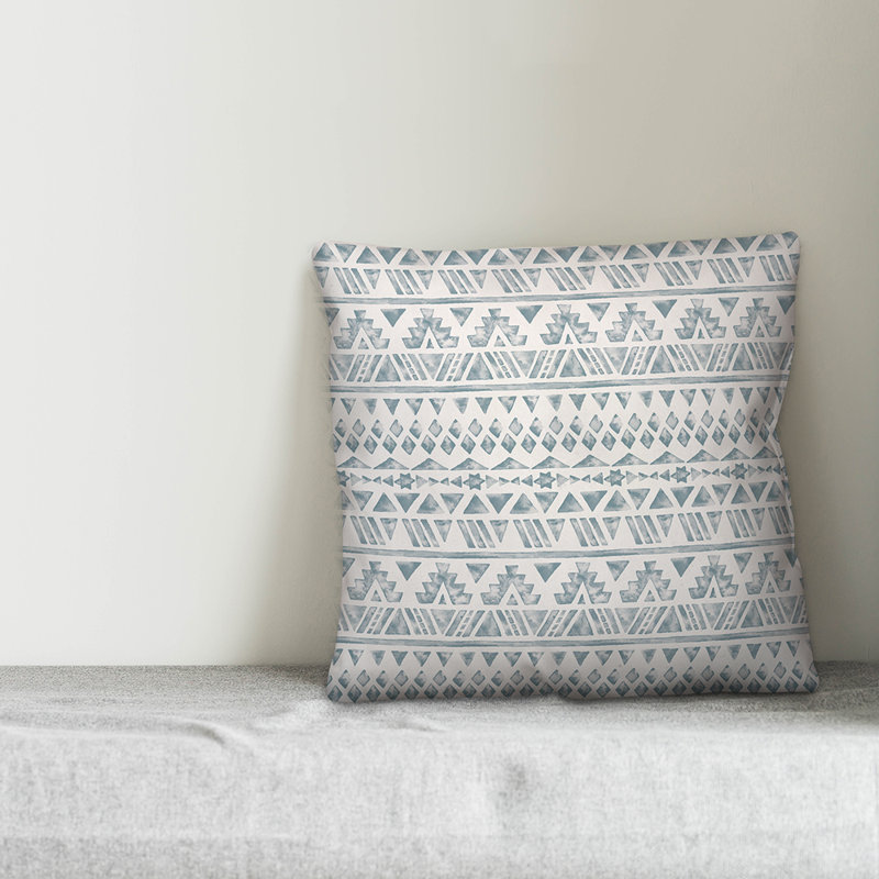 Throw Pillow, 16" x 16", Blue Geometric 4