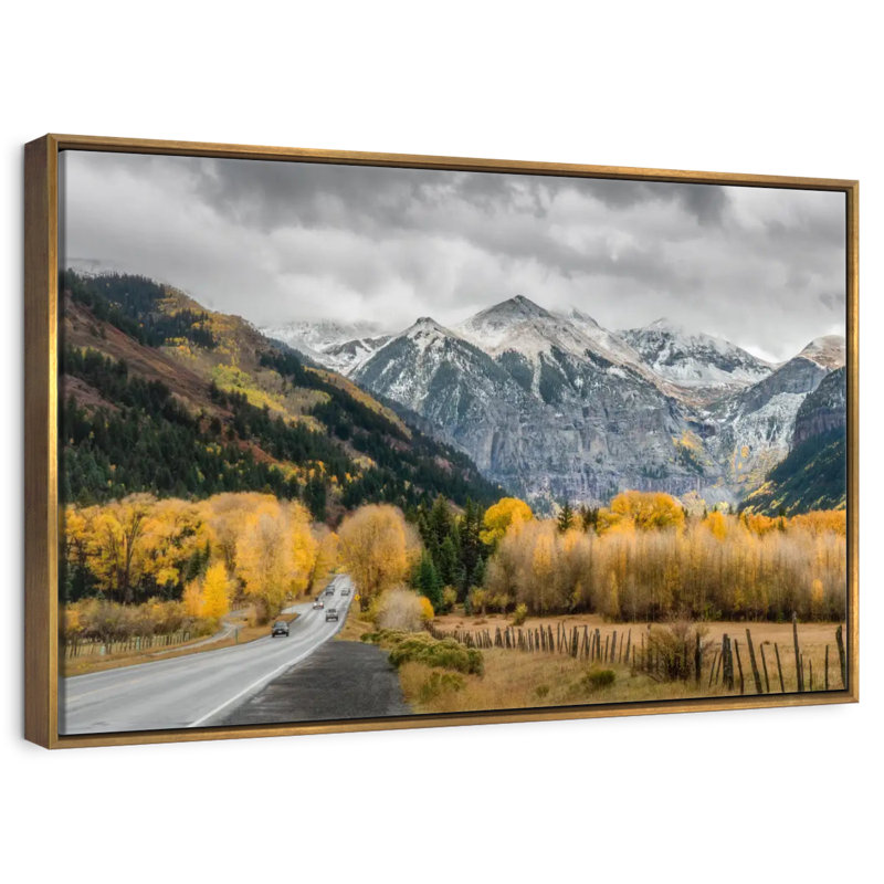 Route d'automne à Telluride, Cadre flottant doré, 31 po x 21 po
