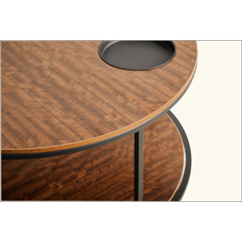 Table basse ronde avec rangement double, mobilier de salon moderne