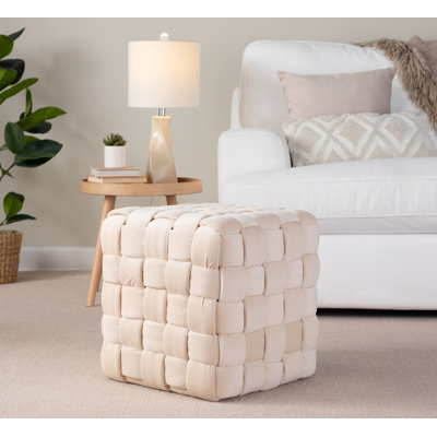16.5" Wide Velvet Square Pouf Ottoman