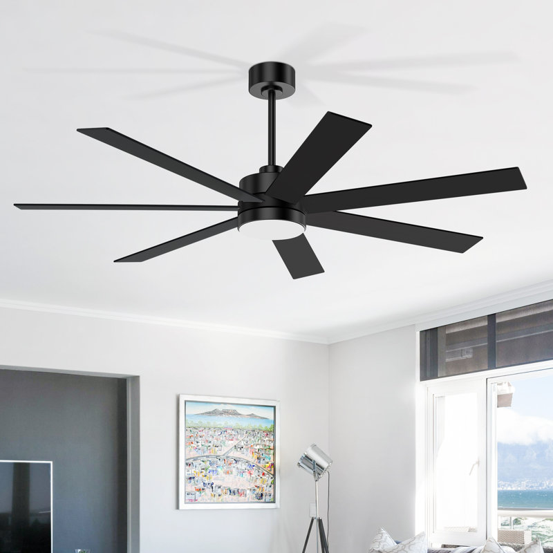 Ventilateur de plafond moderne 52 po / 72 po avec lumière et télécommande, moteur réversible à 6 vitesses CC, 3 couleurs DEL, minuterie