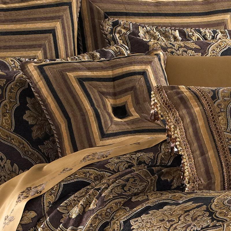 Reilly 18" Square Bronze Faux Silk Tufted Pillow