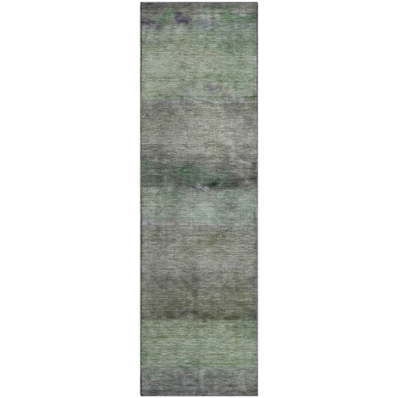 Premium Machine Washable Mayfield AMF2311 Stripes Rug, 2'3" x 7'6" Runner, Aloe