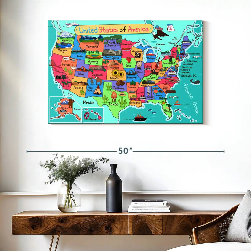 Keiri US State Icons Map, 26" H x 39" W