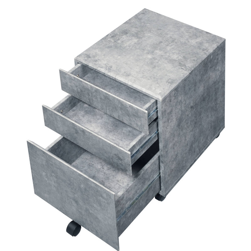 Rotem 16.5'' Wide 3 -Drawer Mobile File Cabinet, Faux Concrete