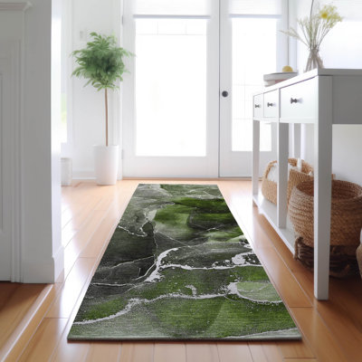 Premium Machine Washable Cerrito AMF503 Green Rug