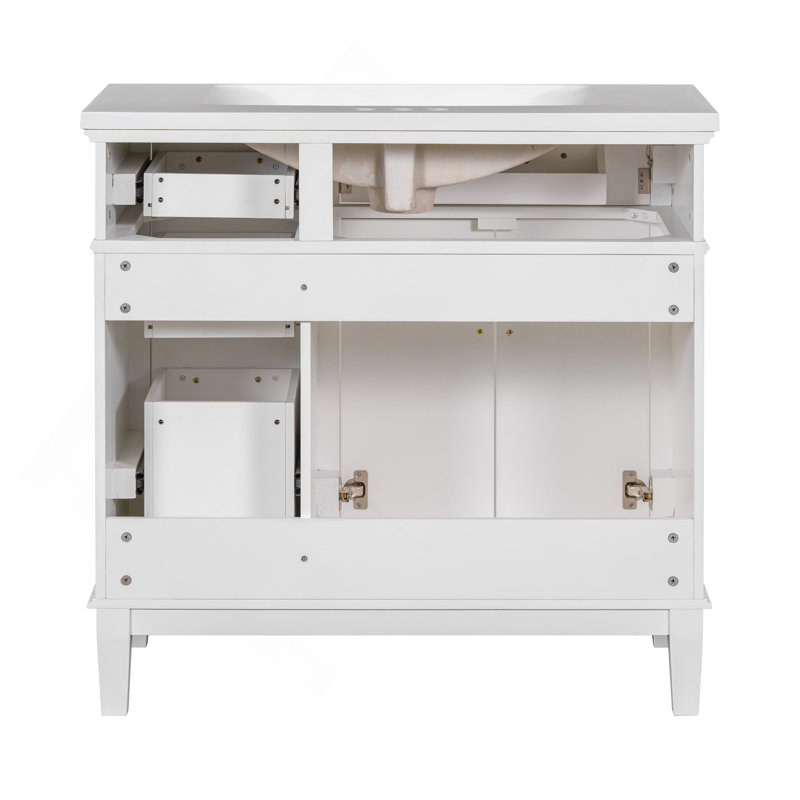 Meuble-lavabo élégant avec lavabo en résine et beaucoup de rangement, un choix parfait pour une salle de bain moderne et fonctionnelle.