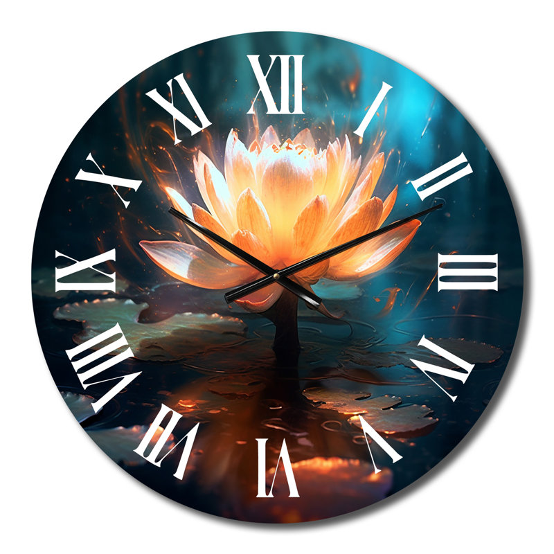 Horloge murale cinématique lotus blanc en étang mystique, Petit