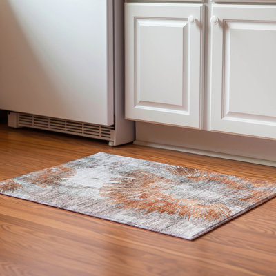 Premium Machine Washable Prisco Terracotta Rug