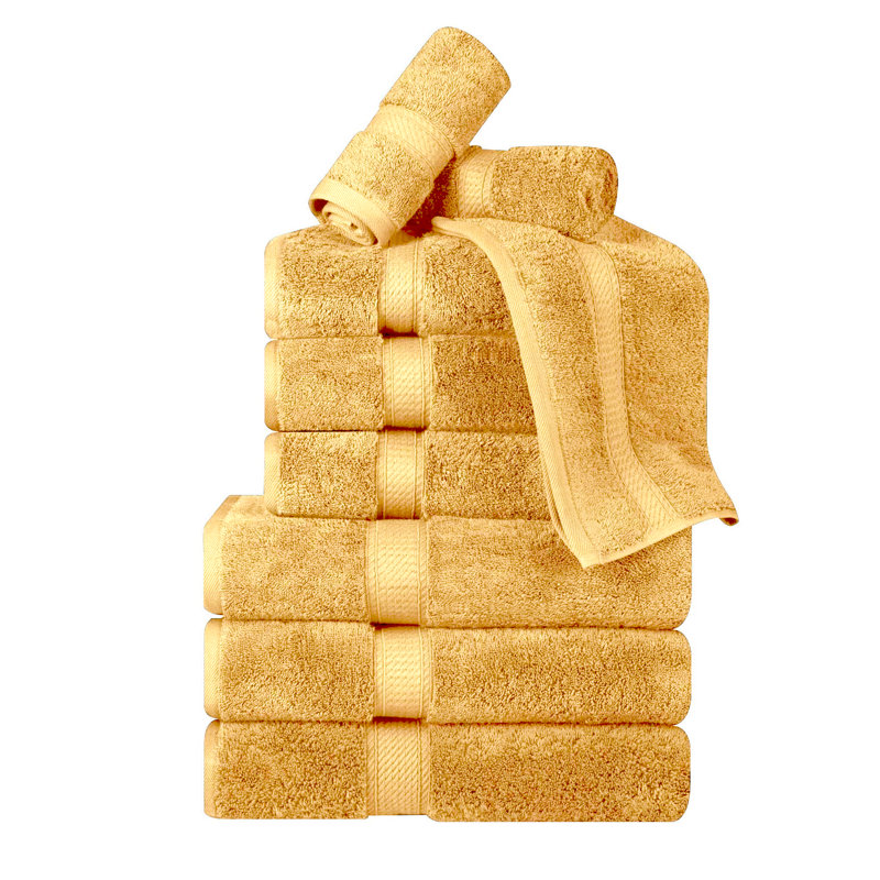 Scotia Egyptian Cotton Bath Towel Set, Gold, 9Pc Towel Set  (3Bath, 3Hand, 3Face)