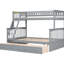 Lit simple convertible gris sur lit double avec tiroirs, lit superposé, bois de pin et cadre pour la longévité, garde-corps sécuritaire, sécurité de mission-202757301