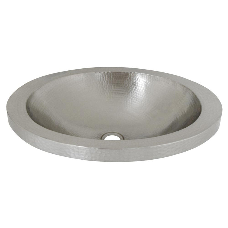 Hibiscus Brushed Nickel Hand Hammered Oval Drop-in Bathroom Sink