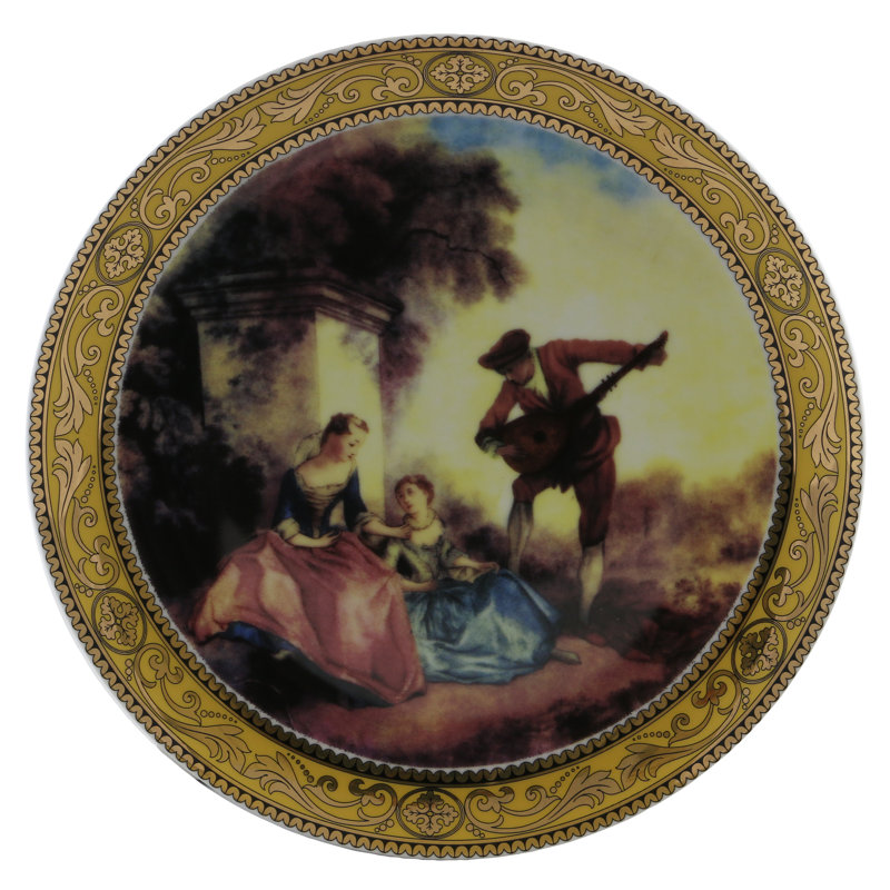 Ensemble de 4 assiettes décoratives de paysages romantiques