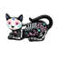 Figurine de chat squelette en résine, style gothique, pour le Jour des Morts, avec détails multicolores, 20 cm de large.