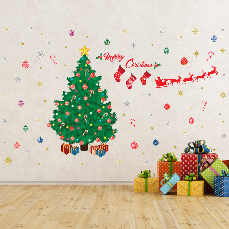 Santa Christmas Tree Wall Sticker Decals