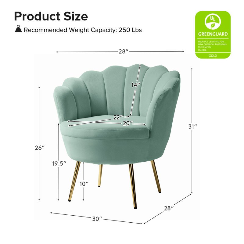 Fauteuil demi-tonneau en velours 30 po Hendrix, Sauge