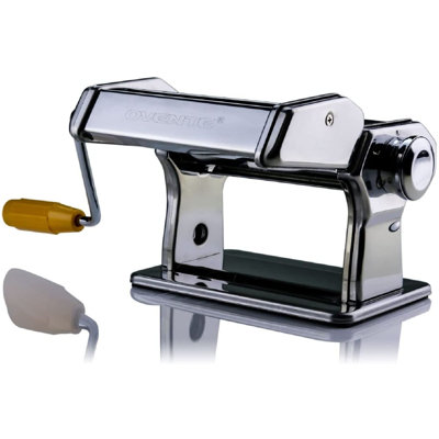 OVENTE Pasta Maker Machine with 7 Adjustable Thickness Settings, Rollers and Cutter, Classic Stainless Steel Manual Noodle Maker for Spaghetti, Fettuccini, Lasagna or Dumpling Skin, Silver PA515S