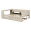 Lit plateforme tapissier avec tablettes de rangement, bureau, station de charge et lit gigogne-254720309