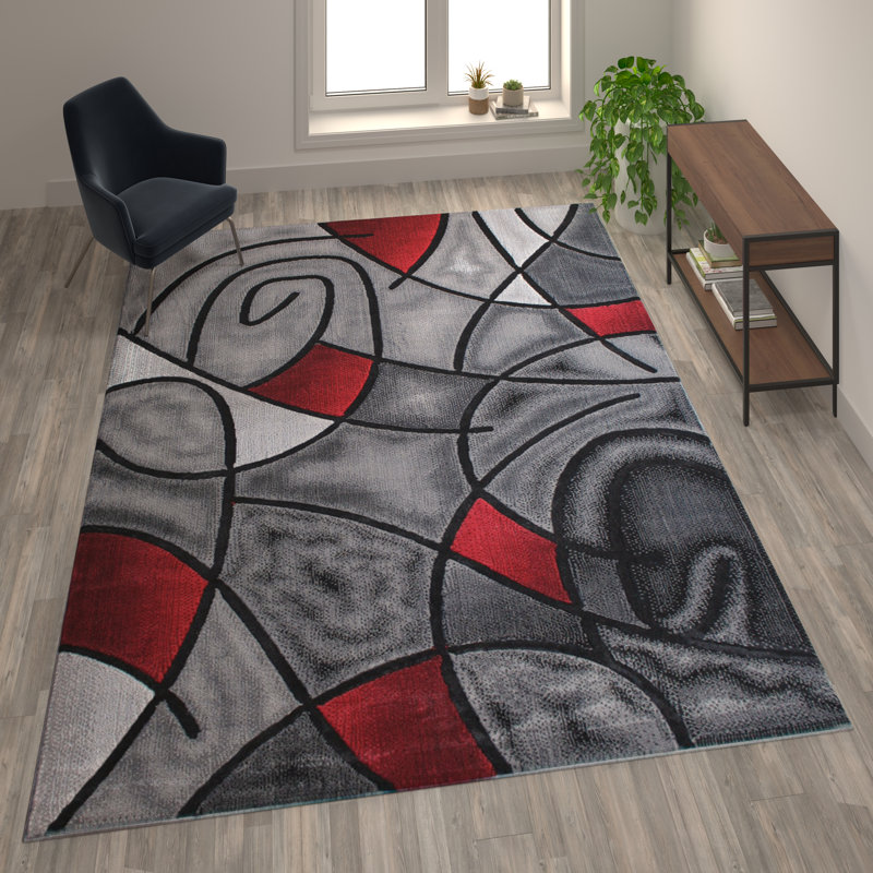 Sioar Modern Abstract Pattern Olefin Accent Area Rug, Rectangle 8' x 10'
