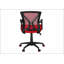 Chaise de bureau ergonomique en filet rouge avec hauteur réglable, pivotant et accoudoirs pour les espaces de travail modernes