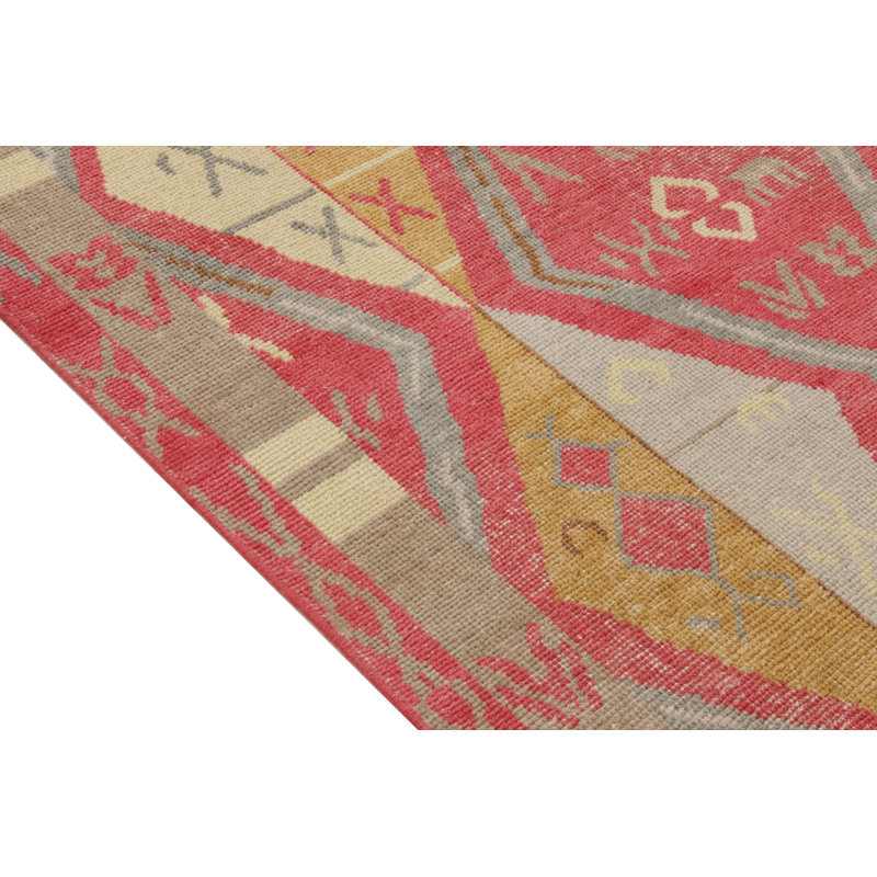 Distressed Homage Hand Knotted Wool Geometric Area Rug, Rectangle 8' x 10'
