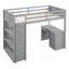 Lit mezzanine simple avec échelle, tablettes et bureau, gris-2077694182
