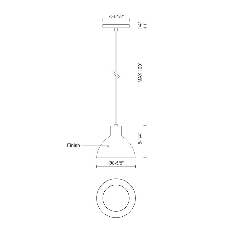 Kara 8'' Brushed Nickel Bowl Pendant with Integrated LED