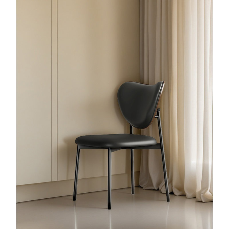 Household Light Luxury Simple Upholstered Backrest Chair, Black