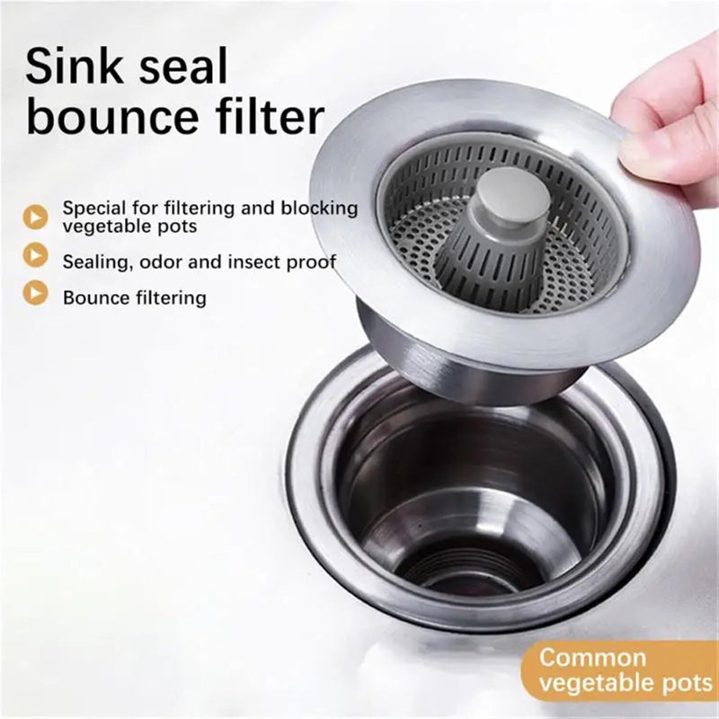 Durable Press Type Bouncing Core Design Sink Stainless Steel Strainer Sink Filters