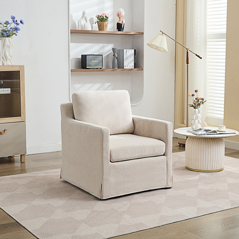 Pivote Brookson CAL117, Chenille beige, H 34,8 po x l 29,9 po x P 33,1 po