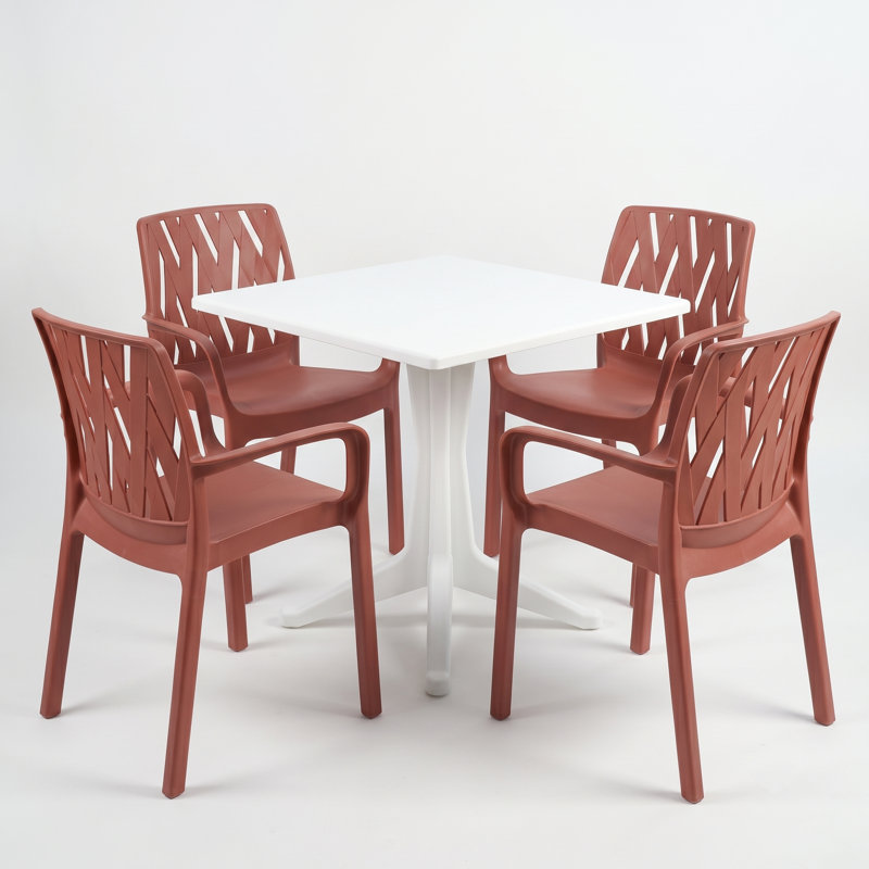 Patio Dining Set with, White