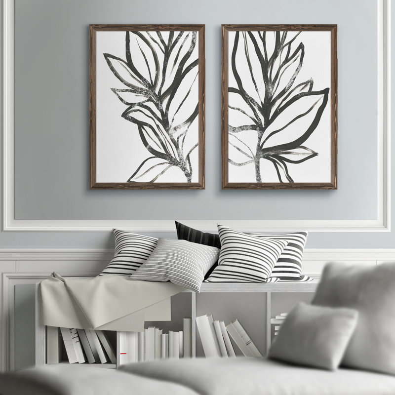 «Leaf Instinct I» par Vincent Van Gogh - ensemble de 2 reproductions d'art encadrées, H 20 po x l 16 po , Toile encadrée